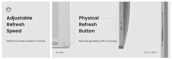 eBookReader Onyx BOOX Mira eink monitor knapper